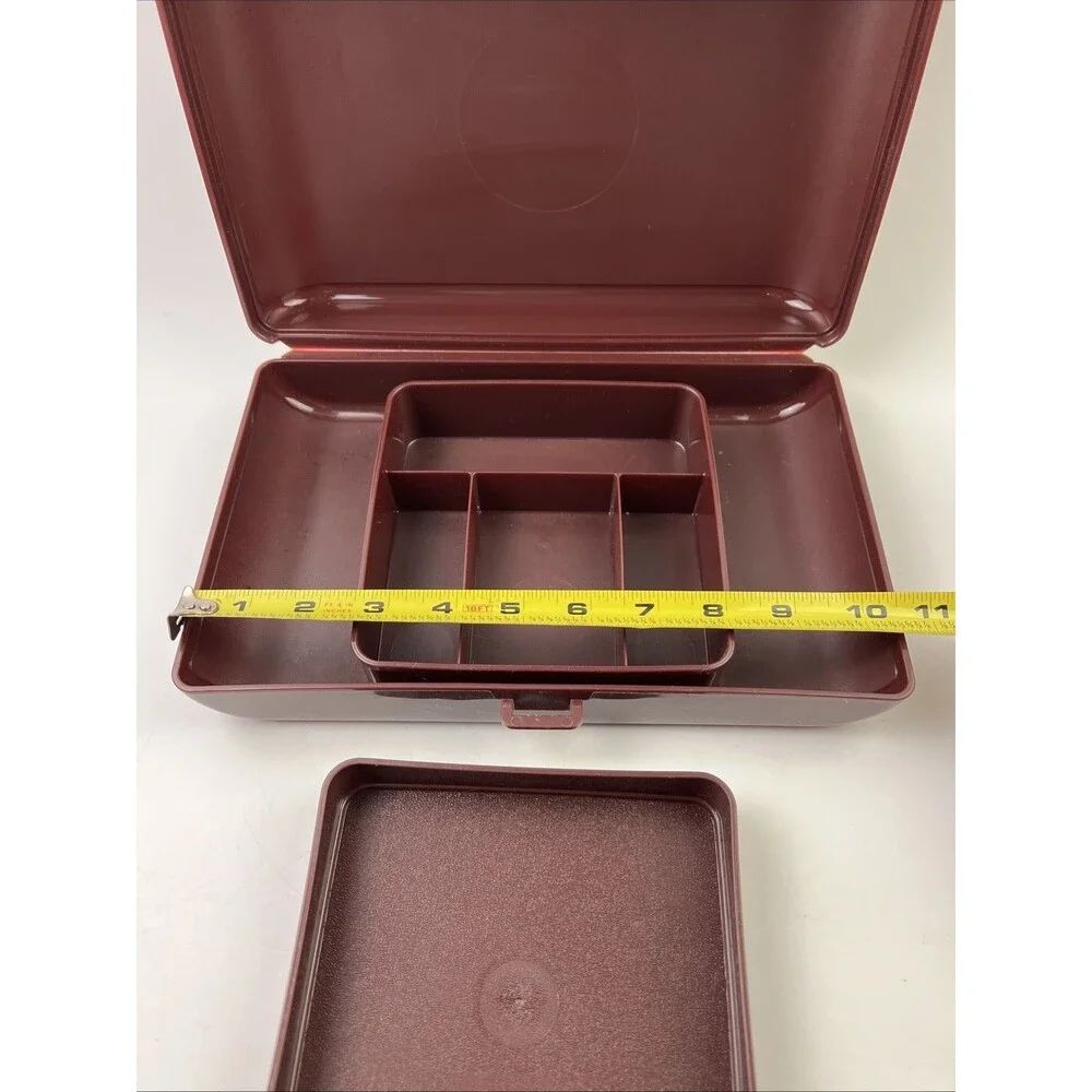 Vintage Brown Tupperware Personal Valet Travel/Food Case Organizer Good Shape!